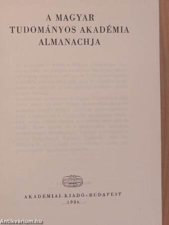A Magyar Tudományos Akadémia Almanachja 1985