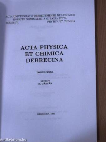 Acta Physica et Chimica Debrecina Tomus XXXI.