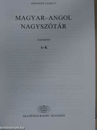 Magyar-angol nagyszótár 1-2.