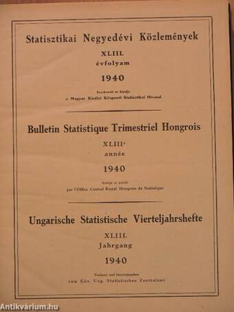 Statisztikai Negyedévi Közlemények 1940/1-4.