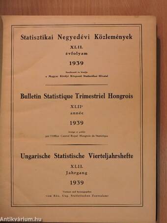 Statisztikai Negyedévi Közlemények 1939/1-4.