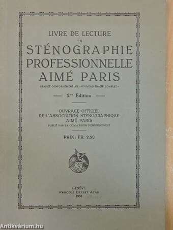 Livre de lecture en sténographie professionnelle aimé Paris