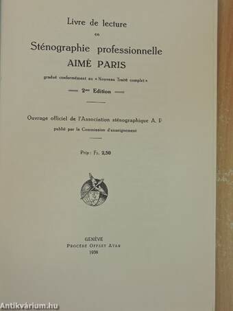 Livre de lecture en sténographie professionnelle aimé Paris