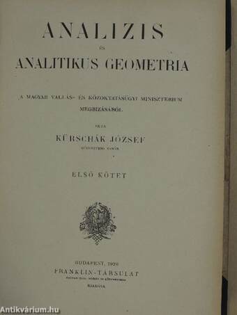 Analizis és analitikus geometria I.