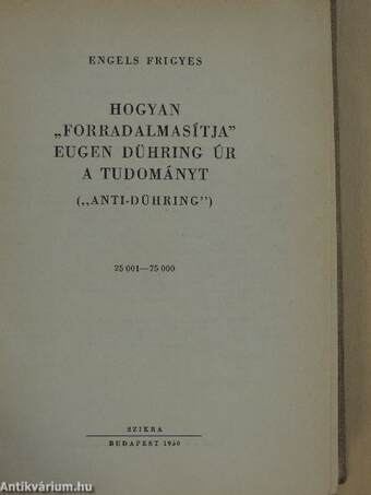 Hogyan "forradalmasítja" Eugen Dühring úr a tudományt