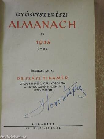 Gyógyszerészi Almanach az 1943. évre