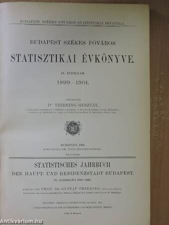 Budapest székes főváros Statisztikai Évkönyve 1899-1901.