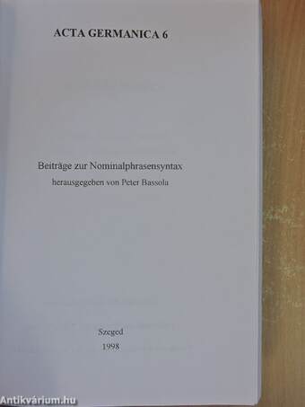 Beiträge zur Nominalphrasensyntax