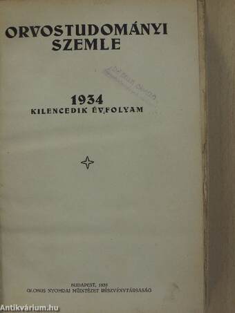 Orvostudományi Szemle 1934. január-december