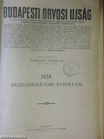 Budapesti Orvosi Ujság 1928. július-december (fél évfolyam)