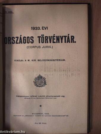 1932. évi országos törvénytár/1933. évi országos törvénytár