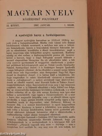 Magyar Nyelv 1907. január-deczember