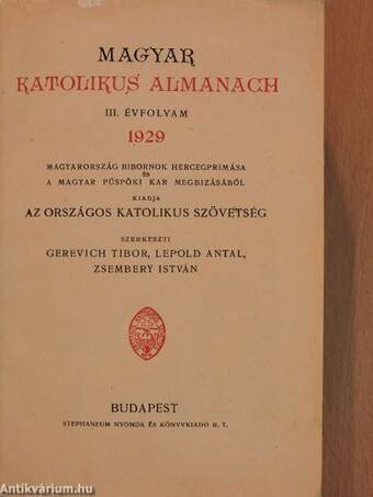 Magyar Katolikus Almanach 1929.