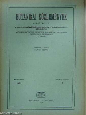 Botanikai közlemények 1971/1.