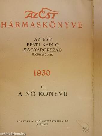 Az Est hármaskönyve 1930. I-III.