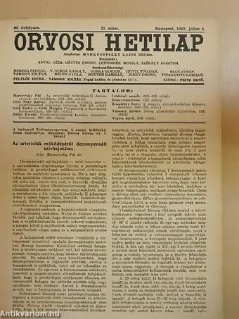 Orvosi Hetilap 1942. július-december (fél évfolyam)