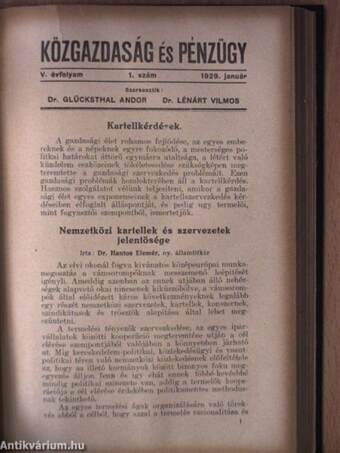 Polgári Jog 1929. január-december/Közgazdaság és Pénzügy 1929. január-december