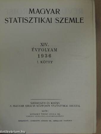 Magyar Statisztikai Szemle 1936. január-december I-II.