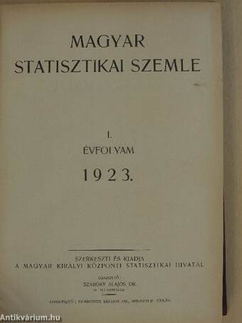 Magyar Statisztikai Szemle 1923. január-december