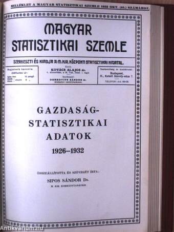 Magyar Statisztikai Szemle 1932. január-december I-II.