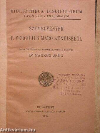 Szemelvények P. Vergilius Maro Aeneiséből