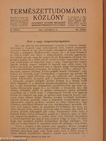 Természettudományi Közlöny 1930. januárius 15.