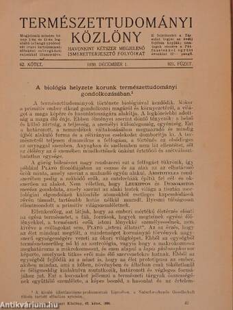 Természettudományi Közlöny 1930. december 1.