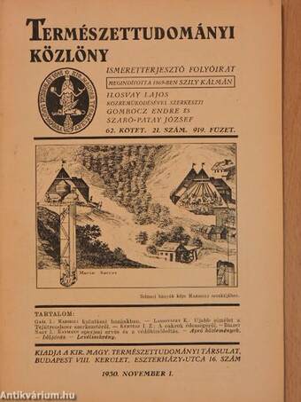 Természettudományi Közlöny 1930. november 1.