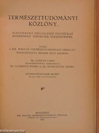 Természettudományi Közlöny 1926. december