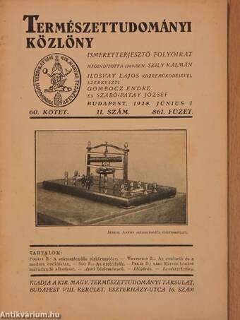 Természettudományi Közlöny 1928. június 1.