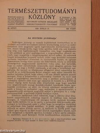 Természettudományi Közlöny 1928. április 15.