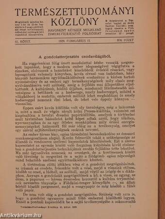 Természettudományi Közlöny 1929. februárius 15.