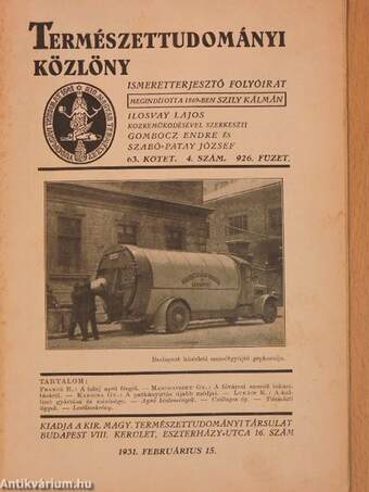 Természettudományi Közlöny 1931. februárius 15.