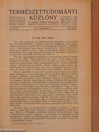 Természettudományi Közlöny 1931. februárius 15.