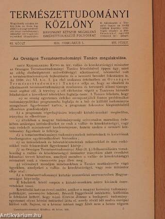 Természettudományi Közlöny 1931. februárius 1.