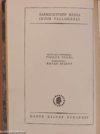 Bashkirtseff Mária intim vallomásai I-IV.