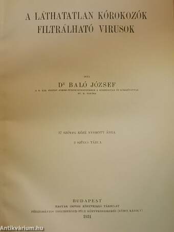 A láthatatlan kórokozók/Filtrálható virusok