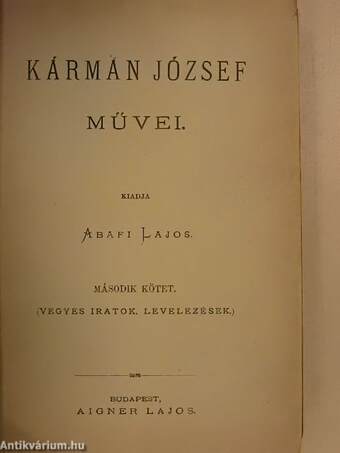 Kármán József művei I-II./Vegyes iratok/Kármán József levelezései