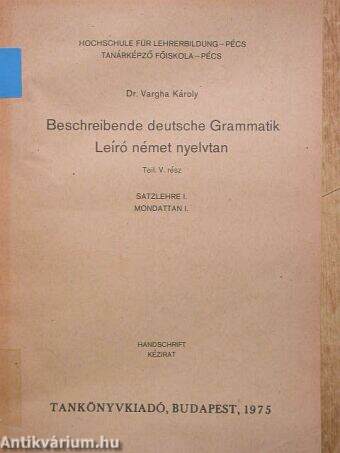 Beschreibende deutsche grammatik V.