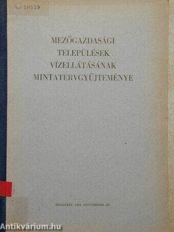 Mezőgazdasági települések vízellátásának mintatervgyűjteménye