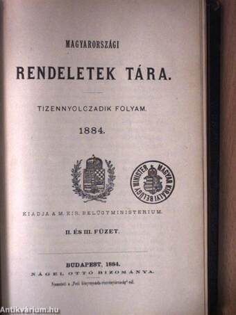 Magyarországi Rendeletek Tára 1884. I-V.