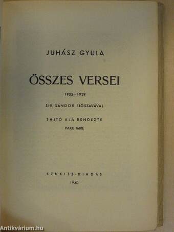 Juhász Gyula összes versei