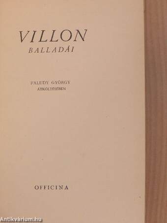 Villon balladái Faludy György átköltésében