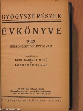 Gyógyszerészek Évkönyve 1942.