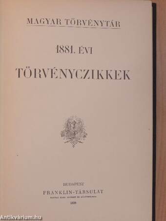 1881. évi törvényczikkek