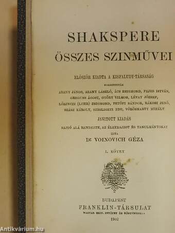 Shakspere összes szinművei 1-6.