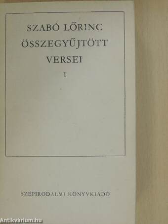 Szabó Lőrinc összegyűjtött versei I. (töredék)