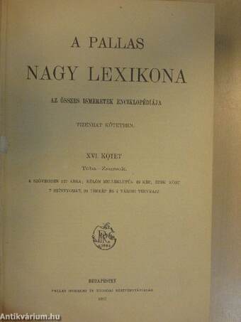 A Pallas Nagy Lexikona XVI. (töredék)