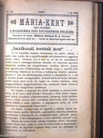 Jézus Szentséges Szivének Hirnöke 1924. január-december/Mária-kert 1924. január-december/Mária-kongregáció 1920-1921. január-december