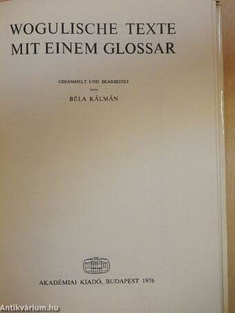 Wogulische Texte mit einem Glossar